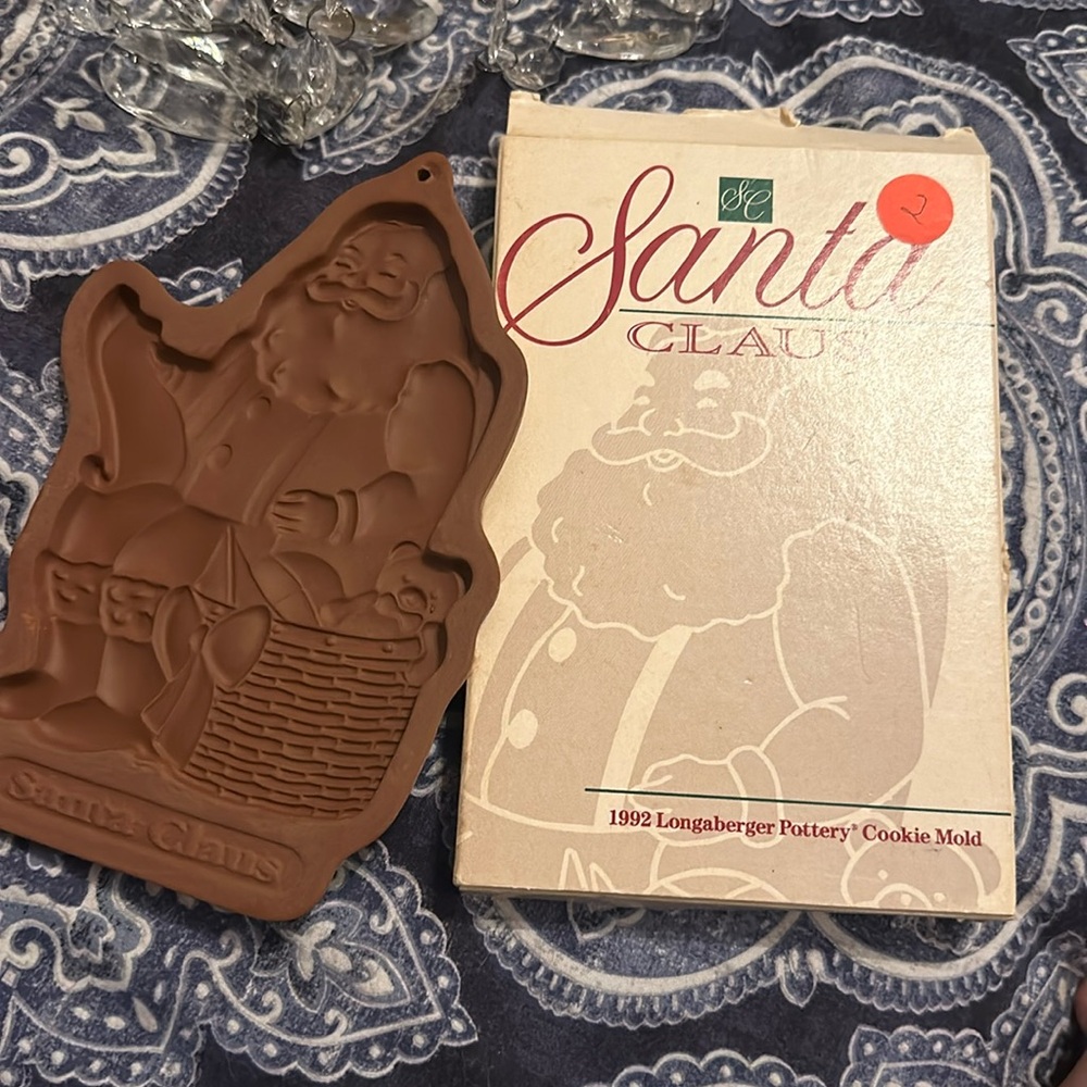 Longaberger pottery 1993 Christmas Santa cookie mold